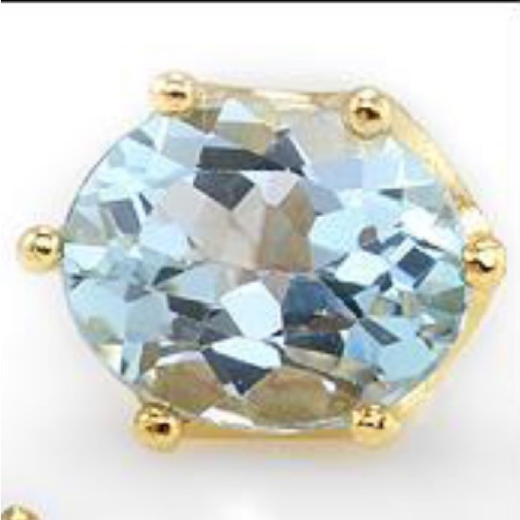 NWOT 3.0 CTW Swiss Blue Topaz•18K Yellow Gold Over Sterling•Designer Earrings - Picture 7 of 8